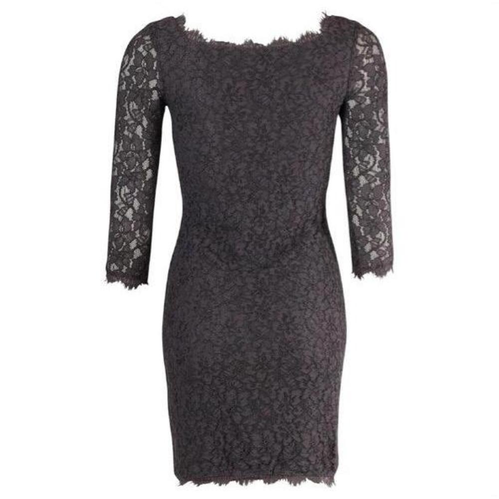 Diane Von Furstenberg Dress Womens Size 10 Black Zarita Mini Lace Overlay Chic